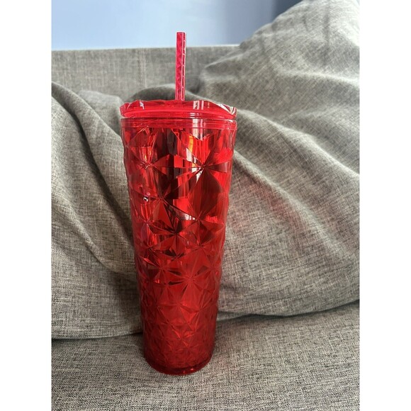 Starbucks Christmas 2023 Red Diamond Prism Crystal Tumbler Cold Cup 24oz Venti - Picture 2 of 7